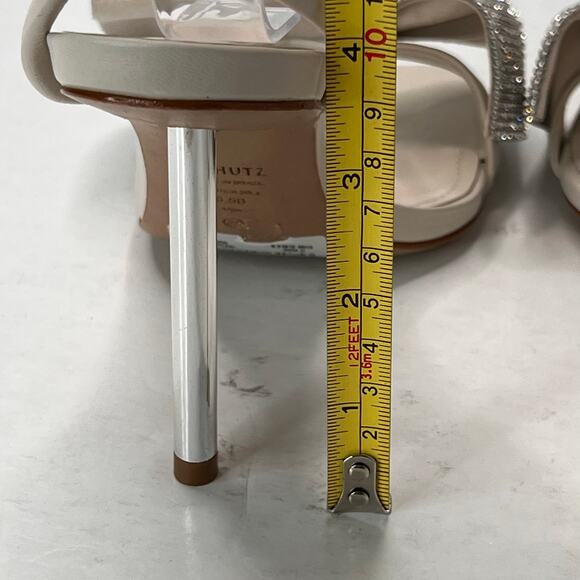 Schutz Mila Nappa Leather Rhinestone Crystal Stiletto Cream Women 6.5B Tried On - Picture 5 of 9
